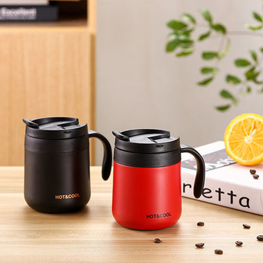 350ml Stainless Steel Vacuum Flask with Handle Lid Portable Coffee