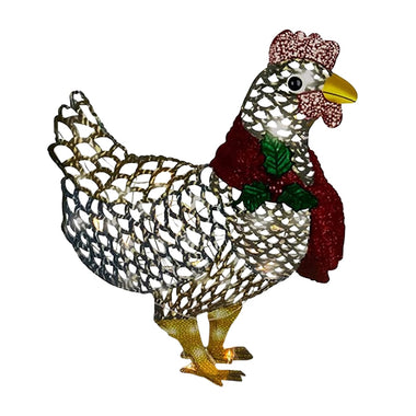 Light-Up Chicken with Scarf Night Light LED Iron Christmas Ornaments