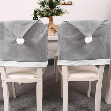 Christmas Decoration Santa Claus Gray Hat Chair Back Cover