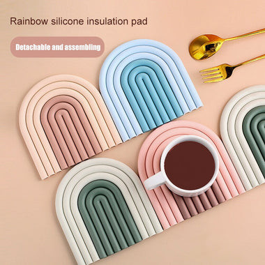 Nordic style Silicone Removable Rainbow Coasters