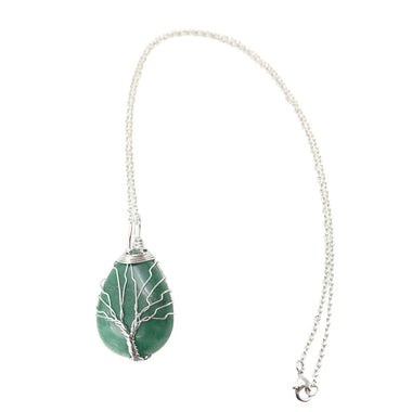 Tree of Life Necklace Natural Stone Pendant Wire