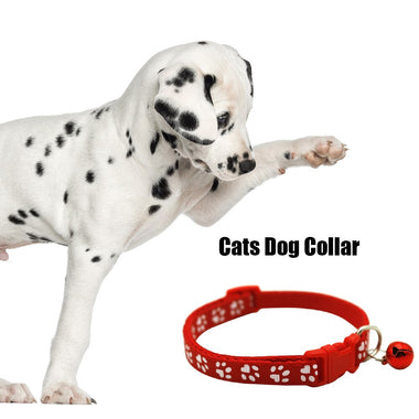 Cats Dog Collar with Bell Cartoon Funny Footprint