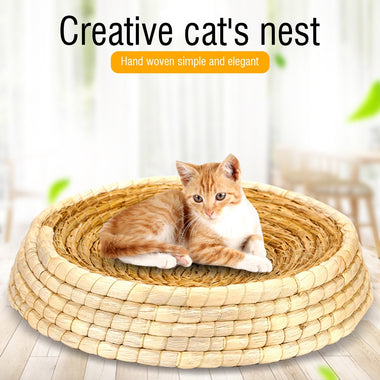 Pet Bed for Cats Woven Rattan Pet Cat
