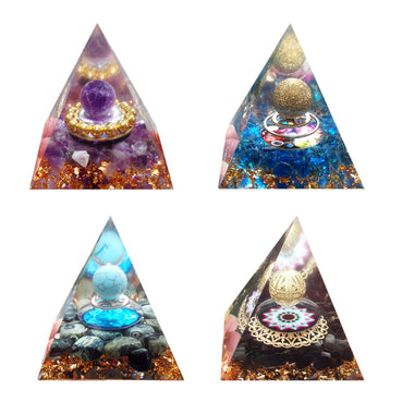 Natural Crystal Orgonite Pyramid Healing Reiki Chakra Stones