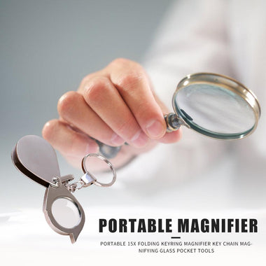 Portable 15X Folding Key Ring Mini Magnifier Key Chain