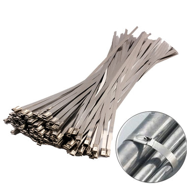 100pcs/set 4.6x300mm Stainless Steel Exhaust Wrap Coated Locking Metal
