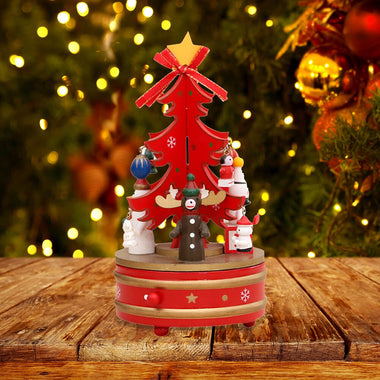 Wooden Retro Music Box Christmas Tree Sculpture