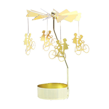 Romantic Gold Candlesticks Rotating Spinning Carrousel Tea Light
