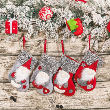 Christmas Stockings Socks 3D Plush Faceless Old Man Xmas Candy Gift