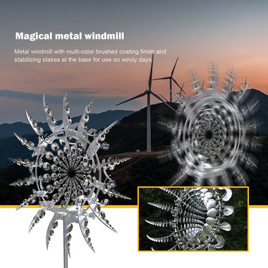 Unique And Magical Metal Windmill Solar Wind Spinner