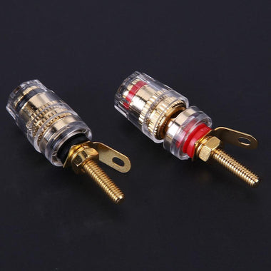 2pcs 4mm Gold Plated Amplifier Speaker Binding Posts Brass