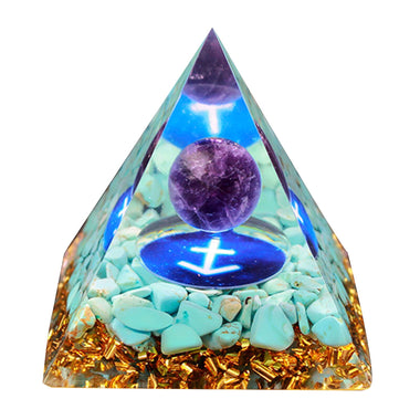 Energy Generator Orgone Pyramid Amethyst Peridot Healing Natural Crystal