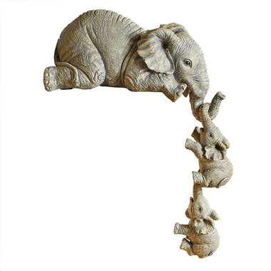 3 piece Elephants Mother Hanging 2-Babies Figurine Resin