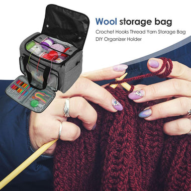 Portable Women Tote Yarn Wool Storage Bags Crochet Hooks Bag