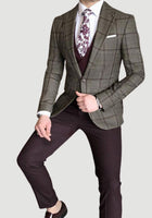 Fuchsia Plaid Blazer Men Suits