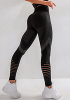 Patchwork Hollow Out Spandex Legging