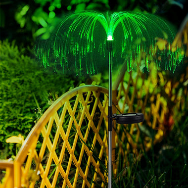 2pcs LED Solar Light Outdoor Fiber Optic Jellyfish Colorful Lamp