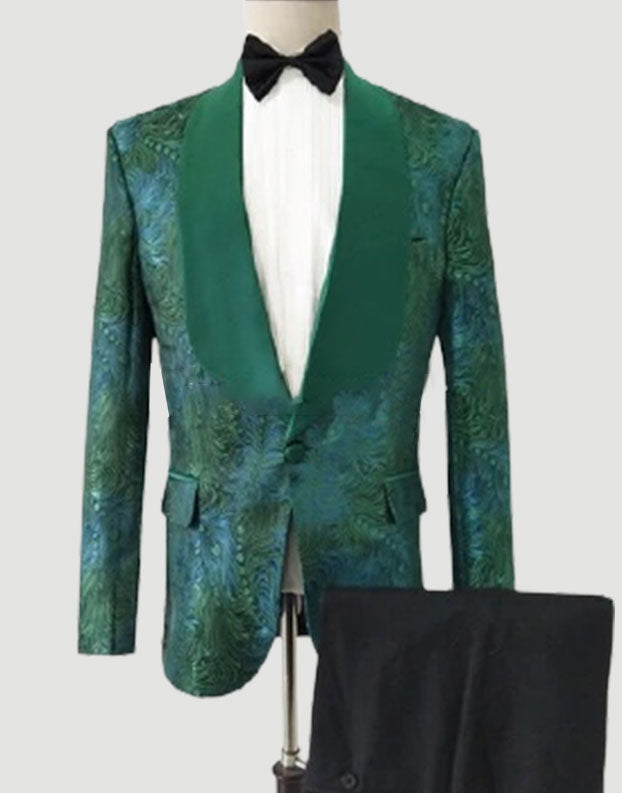 Luxury peacock feather pattern suits