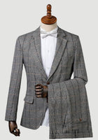 Vintage Wool Herringbone Lattice Male Suits