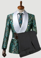 Luxury Jacquard Slim Fit Wedding Groom Tuxedos