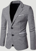New Fine Lattice Men Blazer Casual Style Suits