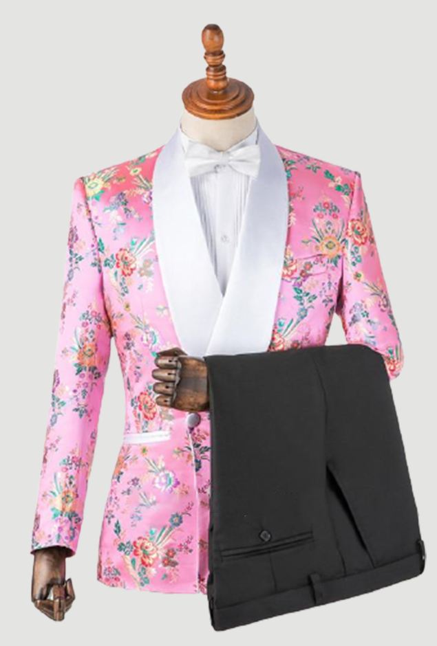 Luxury tuxedos begonia flower printed men suit