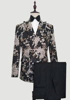 Luxury tuxedo 2 pieces jacquard suit