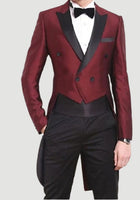 Shinny satin burgundy men suits