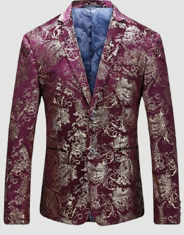 Men wedding blazer printed paisley floral Suits