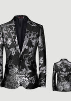 Luxury flowers pattern prom men suits