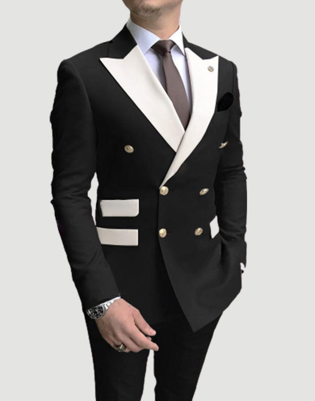 Peak Lapel Tuxedo For Grooms With Flap Pocket