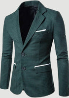 New Fine Lattice Men Blazer Casual Style Suits