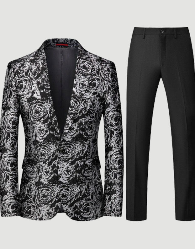 Luxury floral pattern Velvet blazer Suits