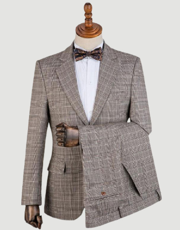 Winter Style Plaid Formal Mens Suits