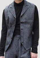 V Neck Wool Herringbone Tweed Casual Waistcoat