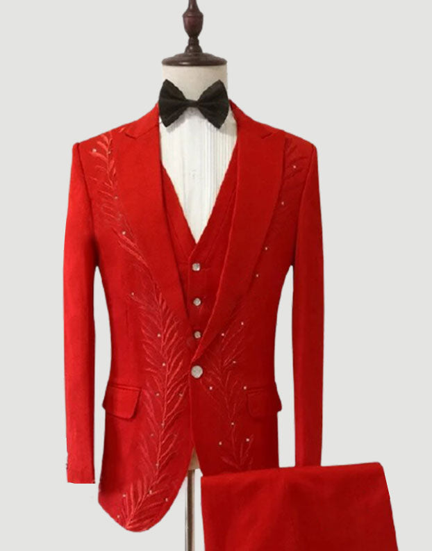Mens customize tuxedos costume crystals embroidery suits