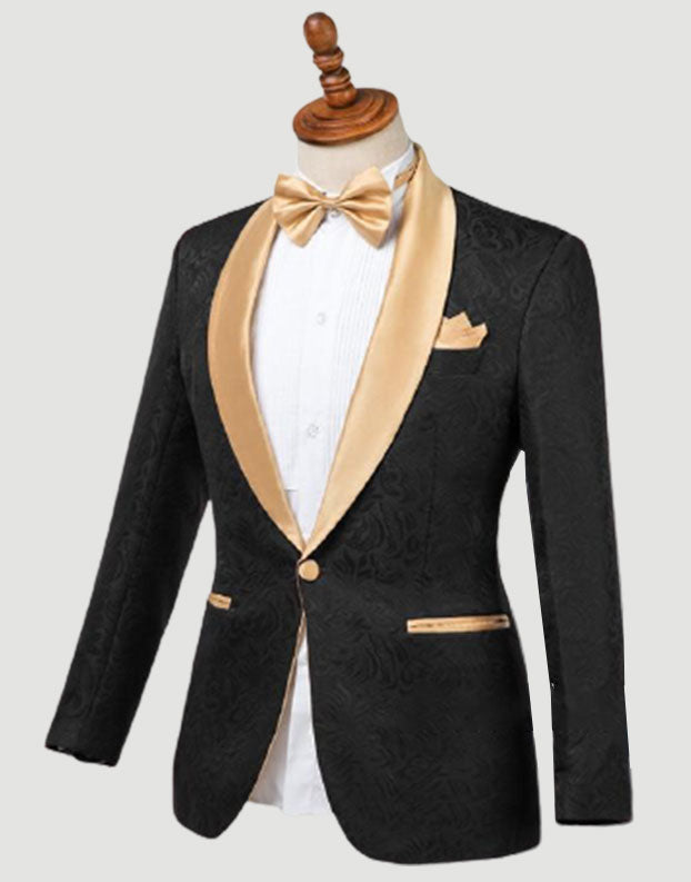 Gold Lapel Blazer Tuxedo Suits