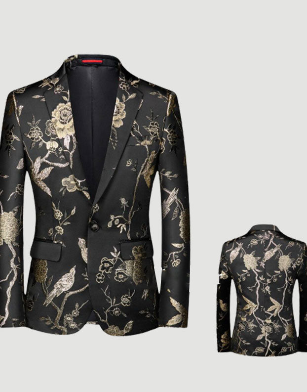 Floral Embroidery Men Tuxedos Suits