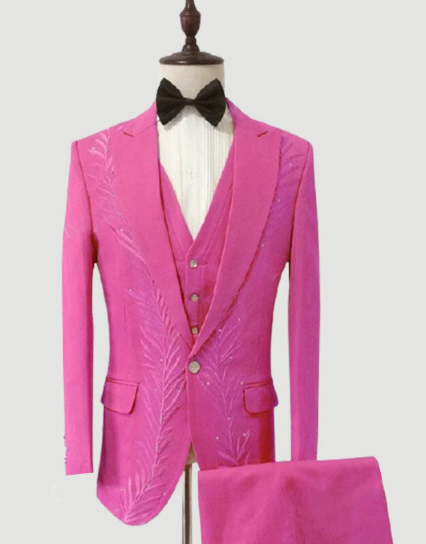 Mens customize tuxedos costume crystals embroidery suits