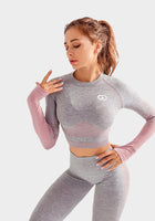 Seamless Women Tops Solid Causal O Neck Long Sleeve