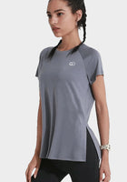 Summer New Side Fork Opening Sports T Shirt Top