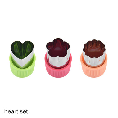 Star Heart Shape Vegetables Cutter Plastic Handle 3Pcs Portable Cook Tools