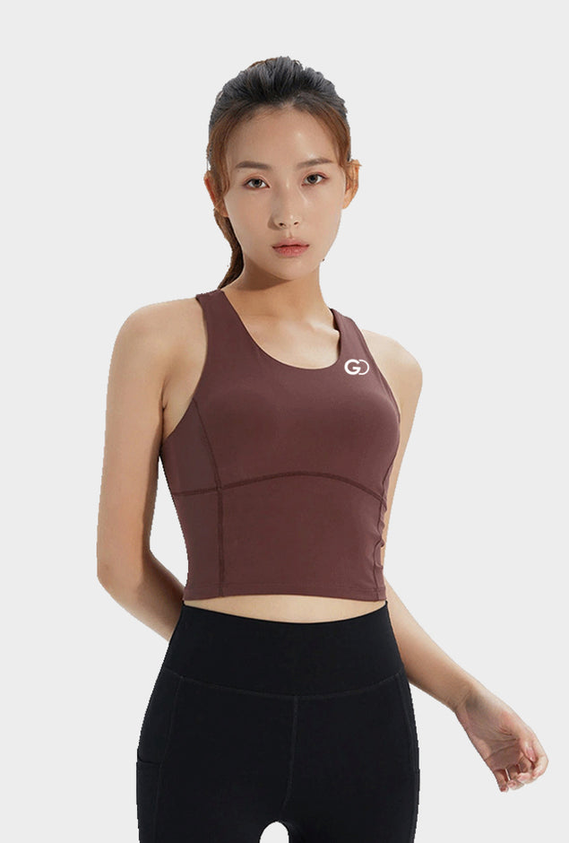 Women elastic tight sleeveless running crop top