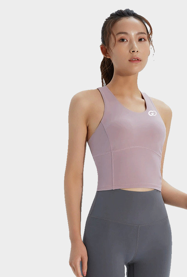 Women elastic tight sleeveless running crop top